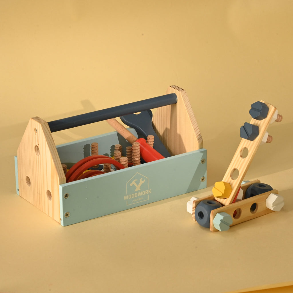Playbox Wooden Fix It Up Tool Kit - Tortoyse