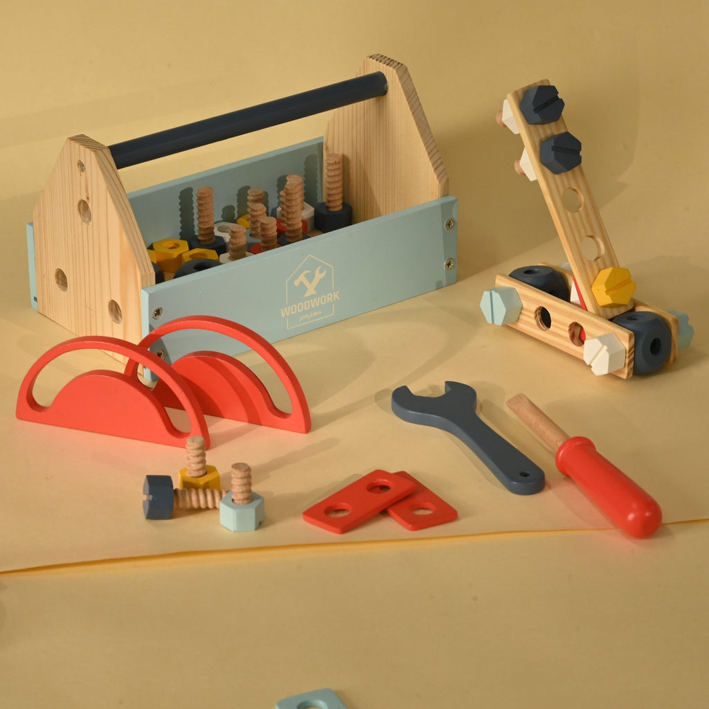 Playbox Wooden Fix It Up Tool Kit - Tortoyse
