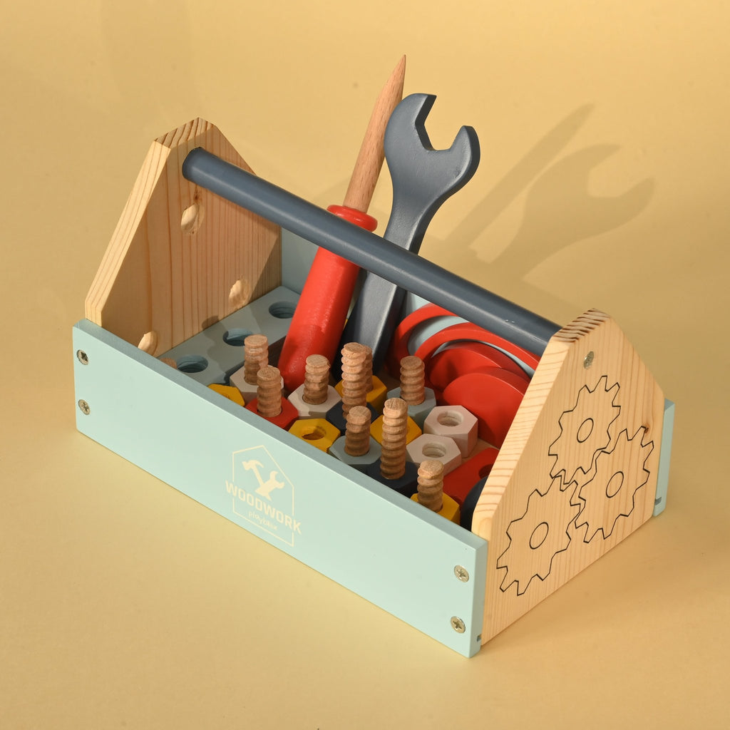 Playbox Wooden Fix It Up Tool Kit - Tortoyse