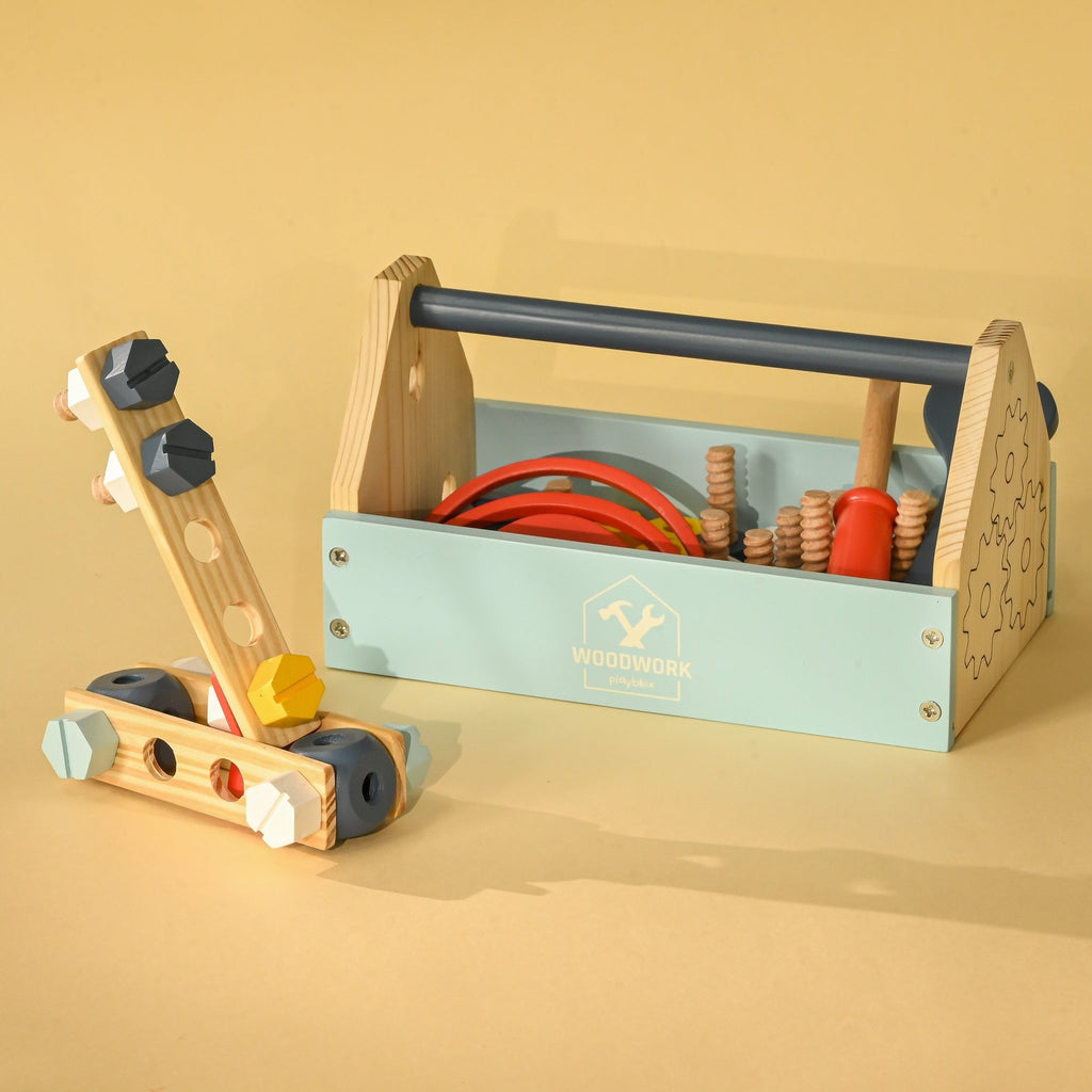 Playbox Wooden Fix It Up Tool Kit - Tortoyse