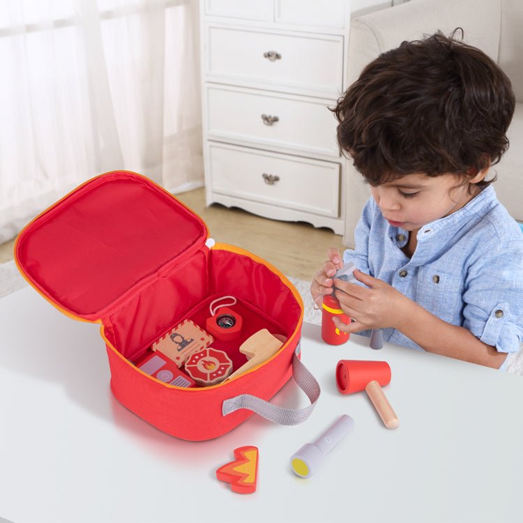 Playbox Wooden Marshall's Fire Rescue Tool Kit – 11 Pcs Pretend Play Set - Tortoyse
