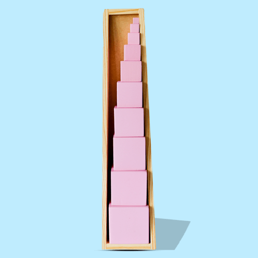 Playbox Wooden Montessori Pink Tower Square Blocks Toy Set - Tortoyse