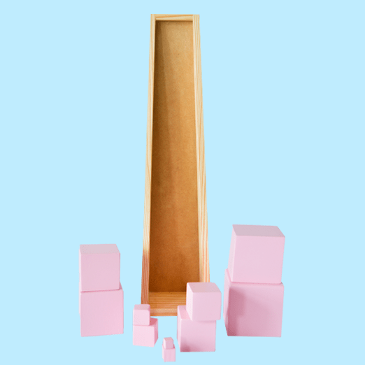 Playbox Wooden Montessori Pink Tower Square Blocks Toy Set - Tortoyse