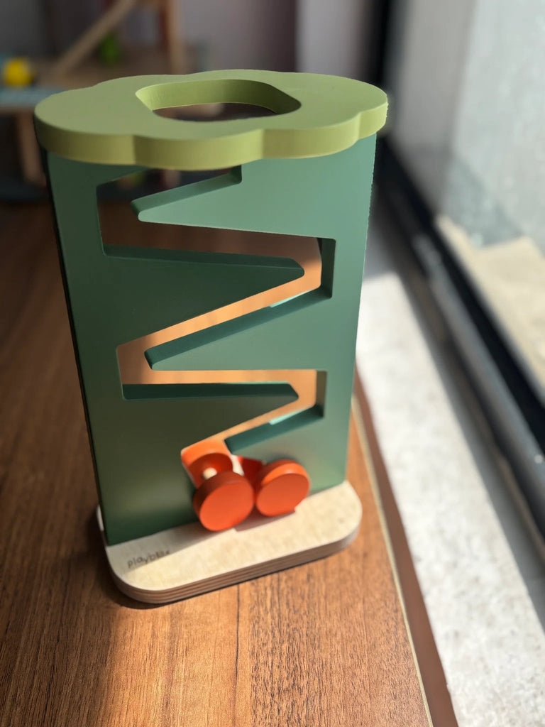 Playbox Wooden Montessori Zigzag Tracker Ball Wheel Drop Toy Set - Tortoyse