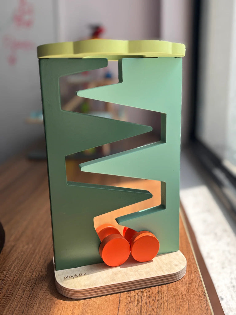 Playbox Wooden Montessori Zigzag Tracker Ball Wheel Drop Toy Set - Tortoyse
