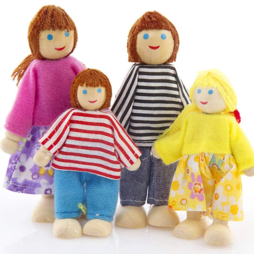 Playbox Wooden Pop’s Family – 6 pcs Wooden Dolls Pretend Play Set - Tortoyse