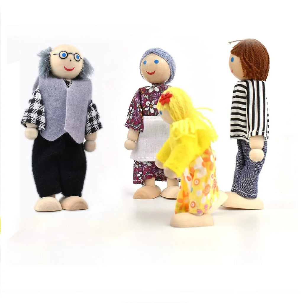 Playbox Wooden Pop’s Family – 6 pcs Wooden Dolls Pretend Play Set - Tortoyse