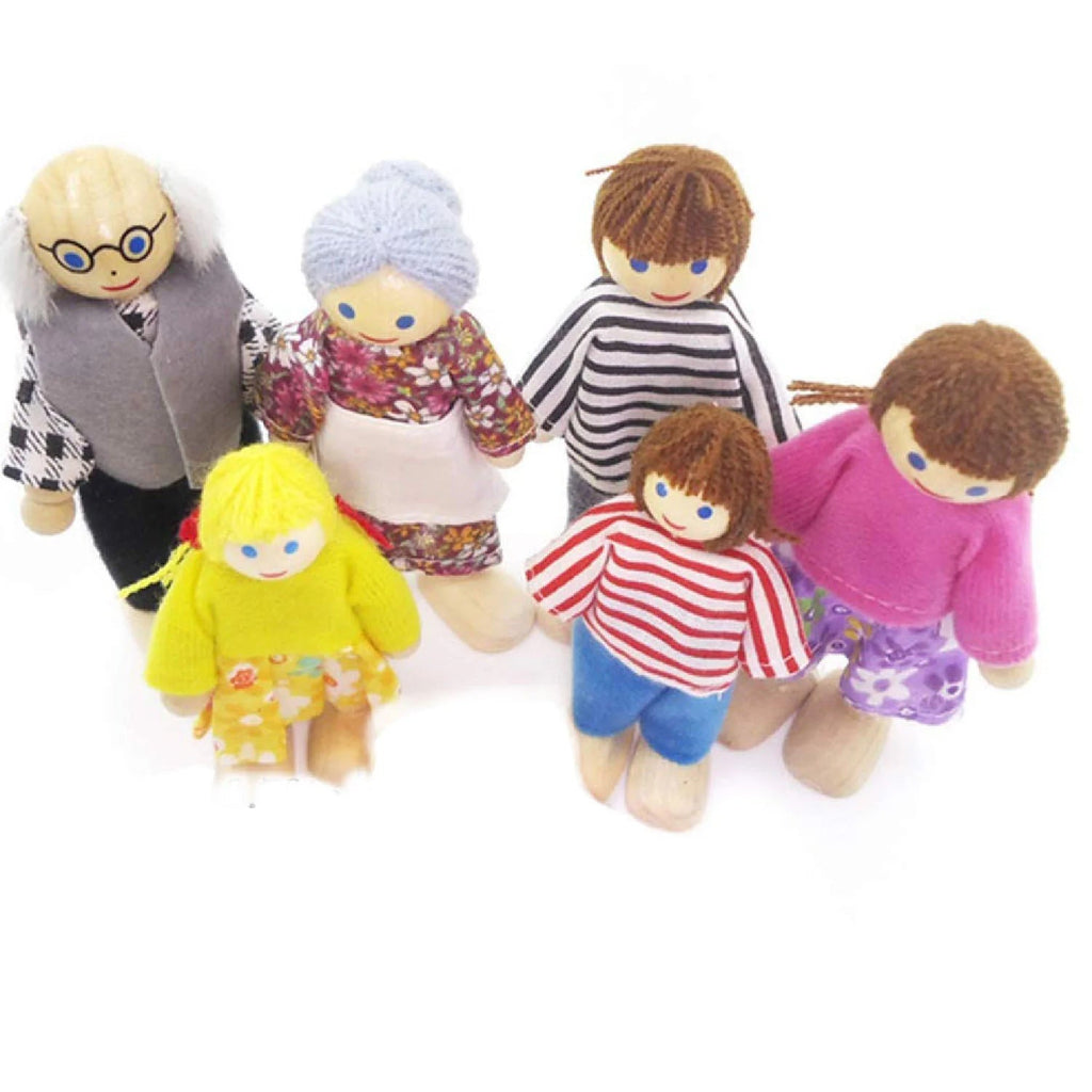 Playbox Wooden Pop’s Family – 6 pcs Wooden Dolls Pretend Play Set - Tortoyse