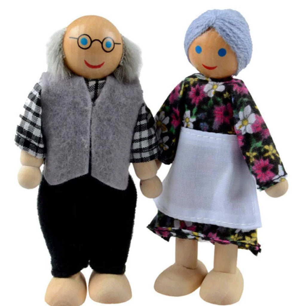 Playbox Wooden Pop’s Family – 6 pcs Wooden Dolls Pretend Play Set - Tortoyse