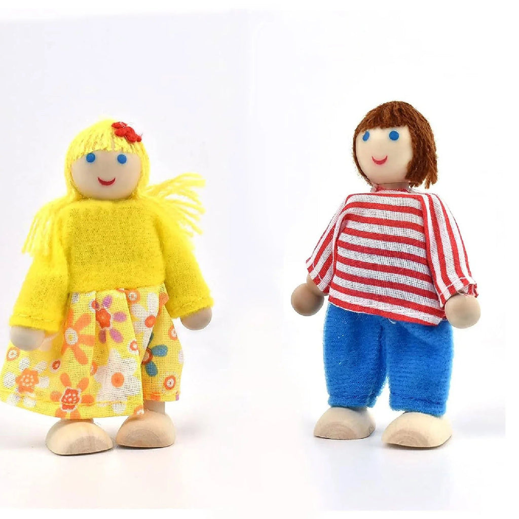 Playbox Wooden Pop’s Family – 6 pcs Wooden Dolls Pretend Play Set - Tortoyse