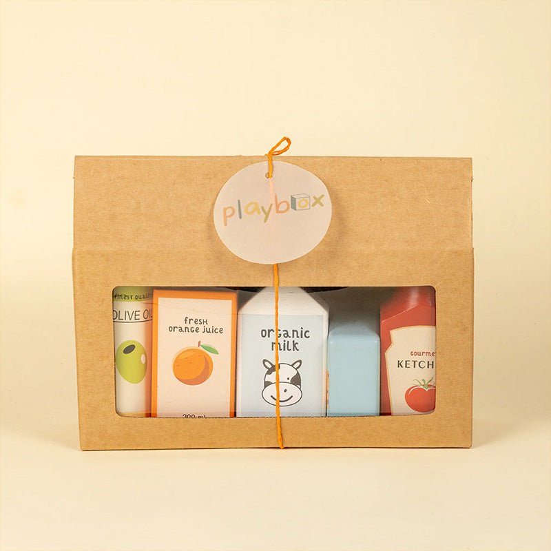 Playbox Wooden Shop ’N’ Roll Grocery Set - Tortoyse CURATED GIFT SETS