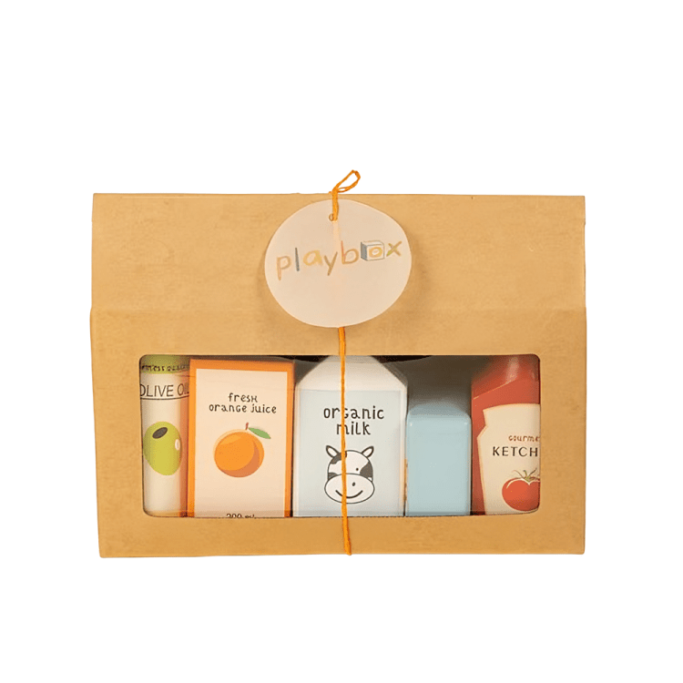 Playbox Wooden Shop ’N’ Roll Grocery Set - Tortoyse CURATED GIFT SETS