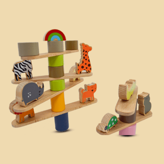 Playbox Wooden Zoo Tower Balancing Toy - Tortoyse