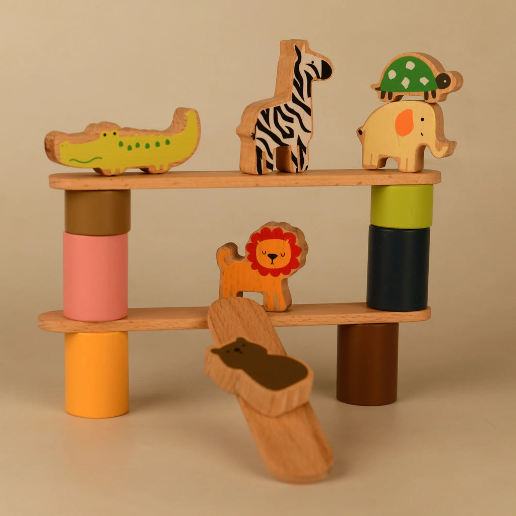 Playbox Wooden Zoo Tower Balancing Toy - Tortoyse