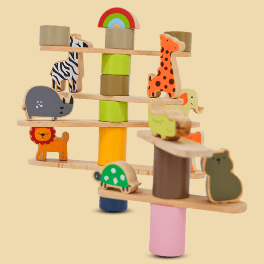 Playbox Wooden Zoo Tower Balancing Toy - Tortoyse