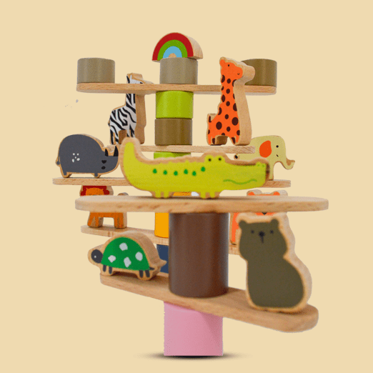Playbox Wooden Zoo Tower Balancing Toy - Tortoyse