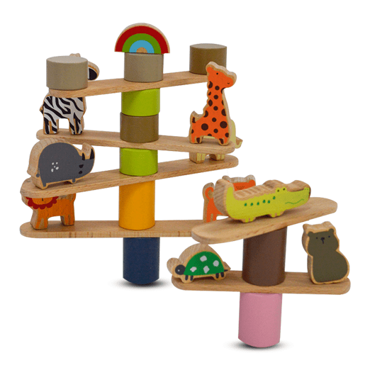 Playbox Wooden Zoo Tower Balancing Toy - Tortoyse