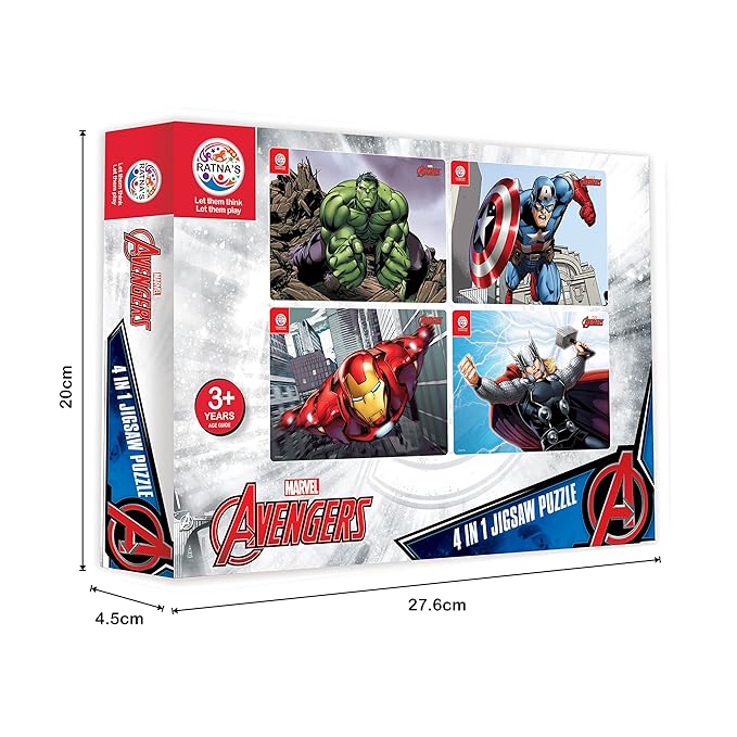 Ratna's 4 in 1 Marvel Avengers Jigsaw Puzzle - Tortoyse Innovations LLP Educational Toys 8904114981496