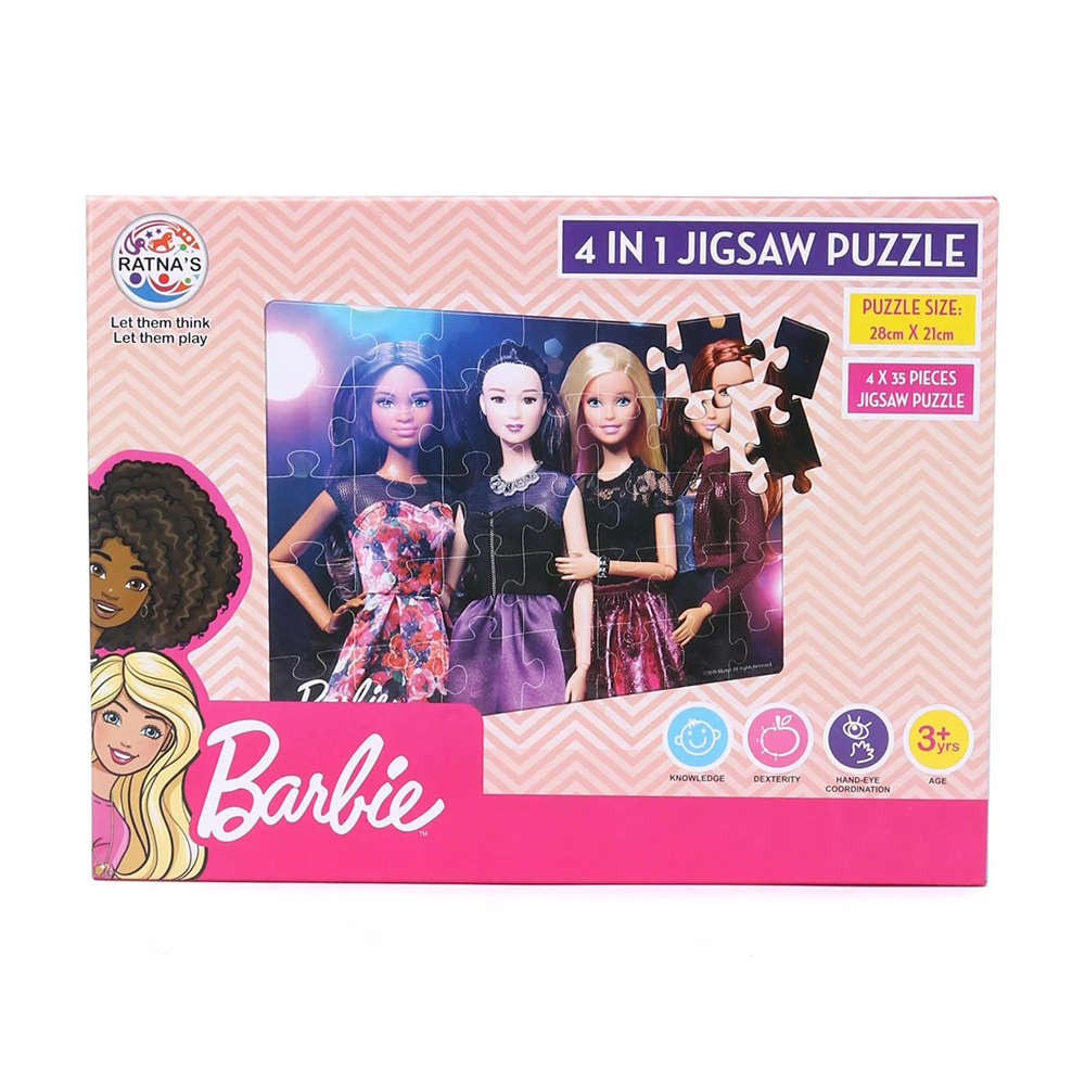 Ratna's Barbie 4 in 1 Jigsaw Puzzle - Tortoyse Innovations LLP Educational Toys 8904114981489