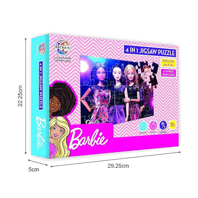 Ratna's Barbie 4 in 1 Jigsaw Puzzle - Tortoyse Innovations LLP Educational Toys 8904114981489