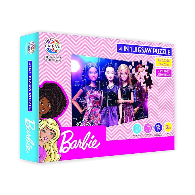 Ratna's Barbie 4 in 1 Jigsaw Puzzle - Tortoyse Innovations LLP Educational Toys 8904114981489