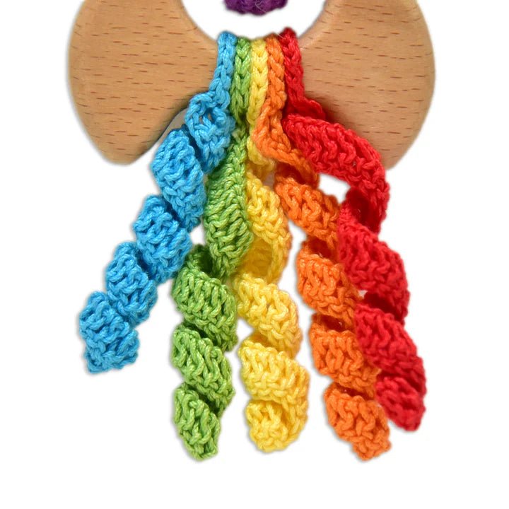 Rocket Rattle & Teether - Fun Handmade Crochet Baby Toy - Tortoyse Toys