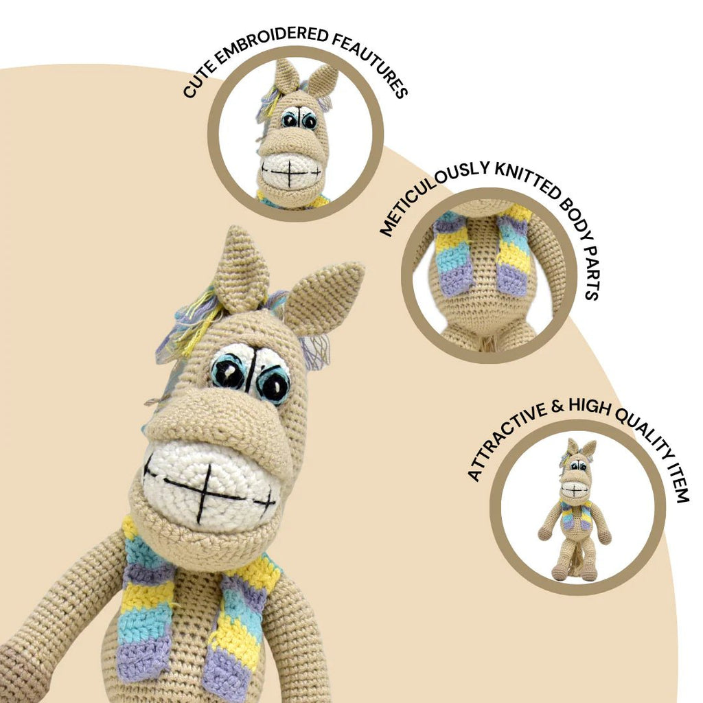 Soft & Cuddly Crocheted Horse – Goofy the Handmade - Tortoyse ANIMAL TOYS