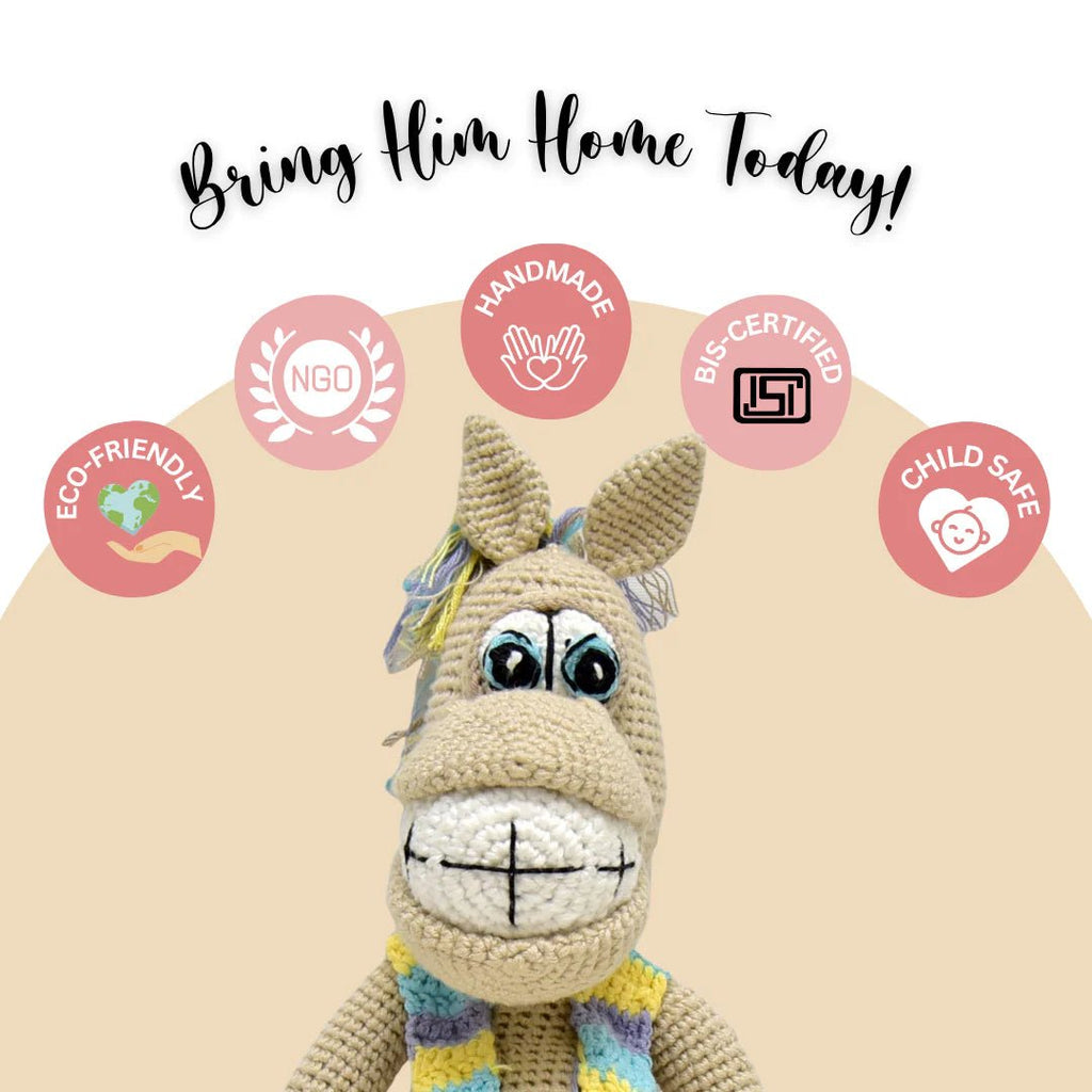 Soft & Cuddly Crocheted Horse – Goofy the Handmade - Tortoyse ANIMAL TOYS