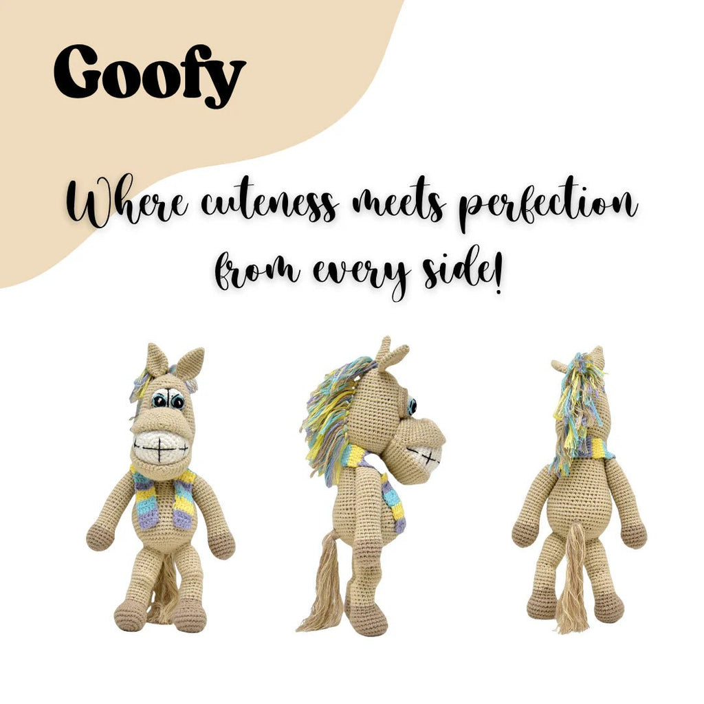 Soft & Cuddly Crocheted Horse – Goofy the Handmade - Tortoyse ANIMAL TOYS
