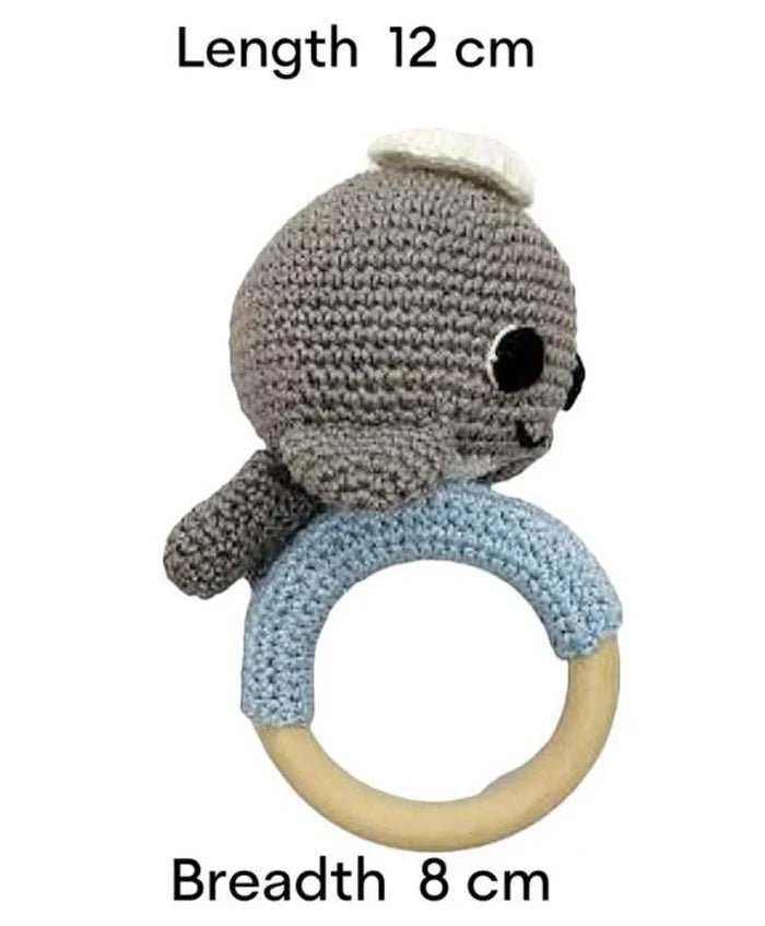 Soft Handmade Crochet Dolphin Rattle for Infants - Tortoyse Toys