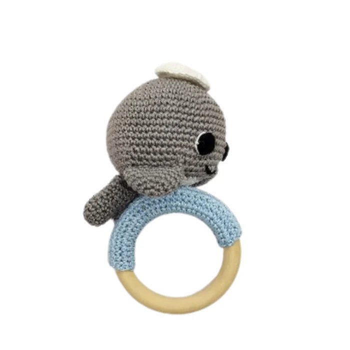 Soft Handmade Crochet Dolphin Rattle for Infants - Tortoyse Toys