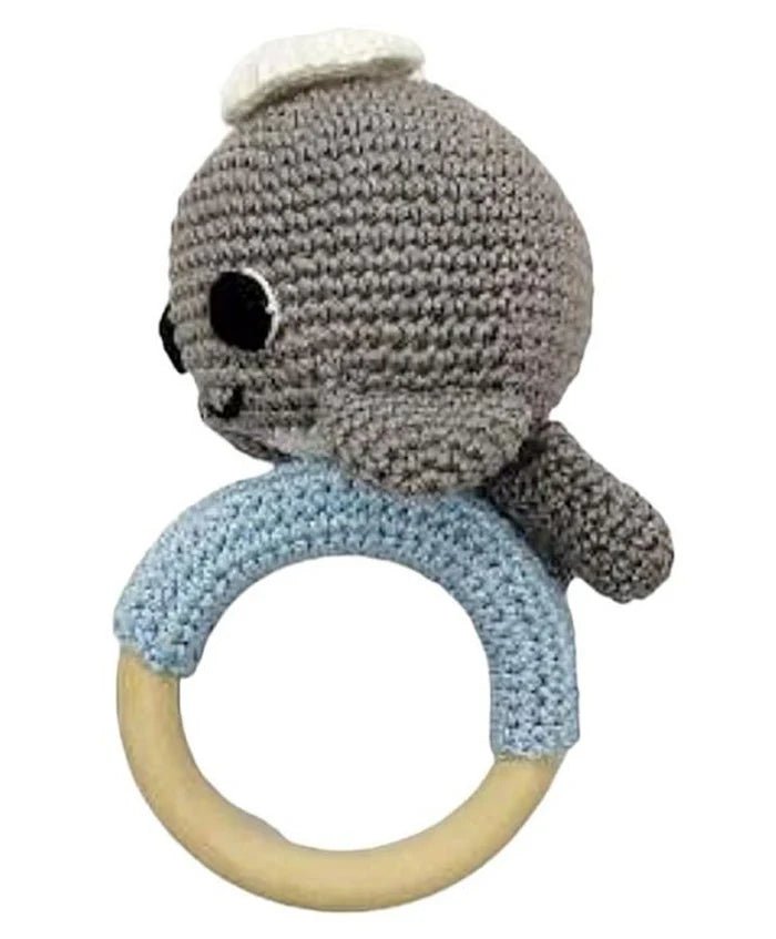 Soft Handmade Crochet Dolphin Rattle for Infants - Tortoyse Toys