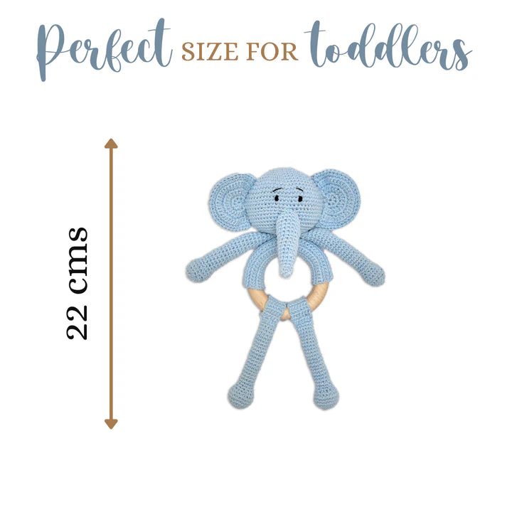 Tiny Trunkies Crochet Baby Rattle Toy – Handmade with Love & Care - Tortoyse Toys