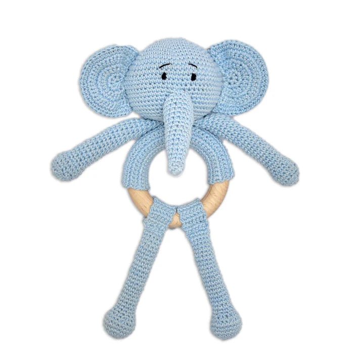 Tiny Trunkies Crochet Baby Rattle Toy – Handmade with Love & Care - Tortoyse Toys