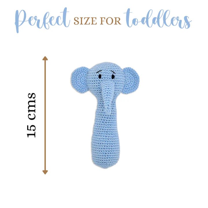 Tiny Trunkies Crochet Hand Rattle – Ideal Baby Gift & Keepsake Toy - Tortoyse Toys