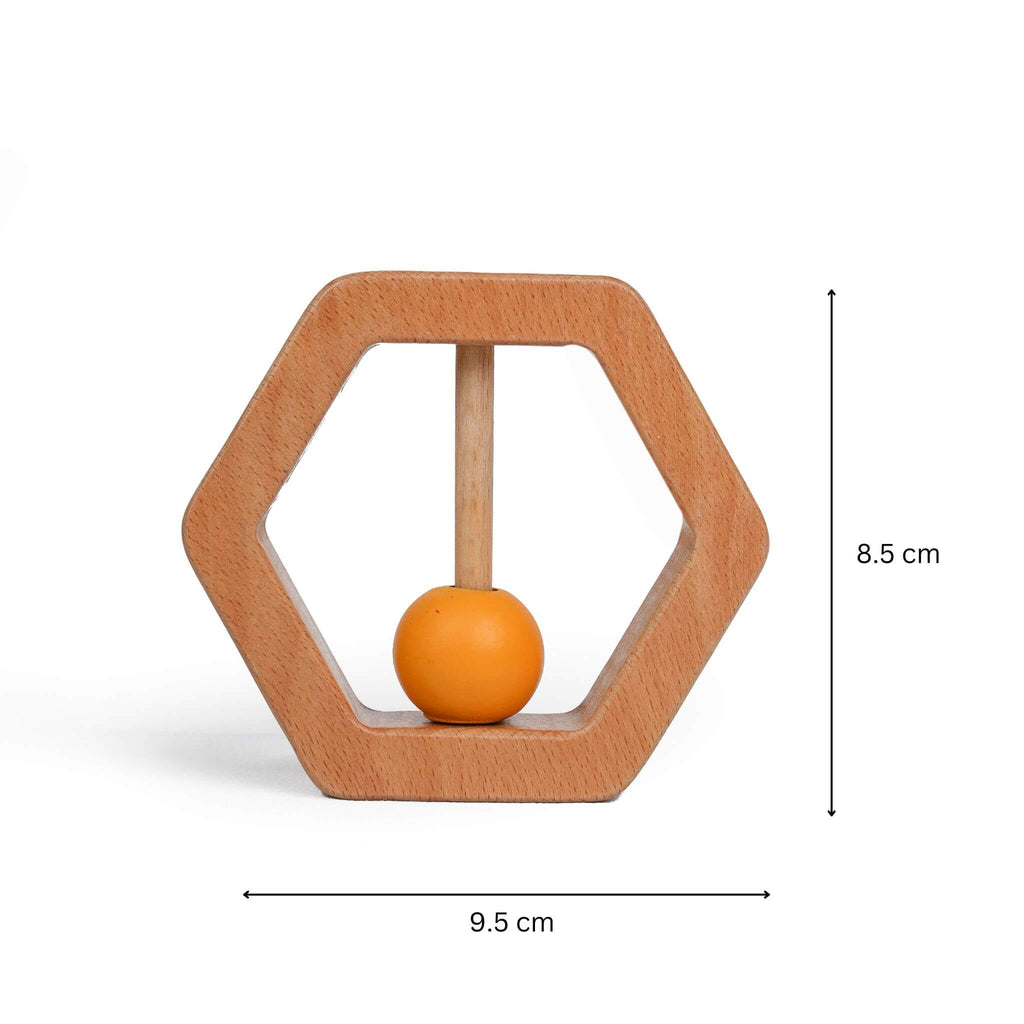 Wooden Hexagon Rattle - Tortoyse