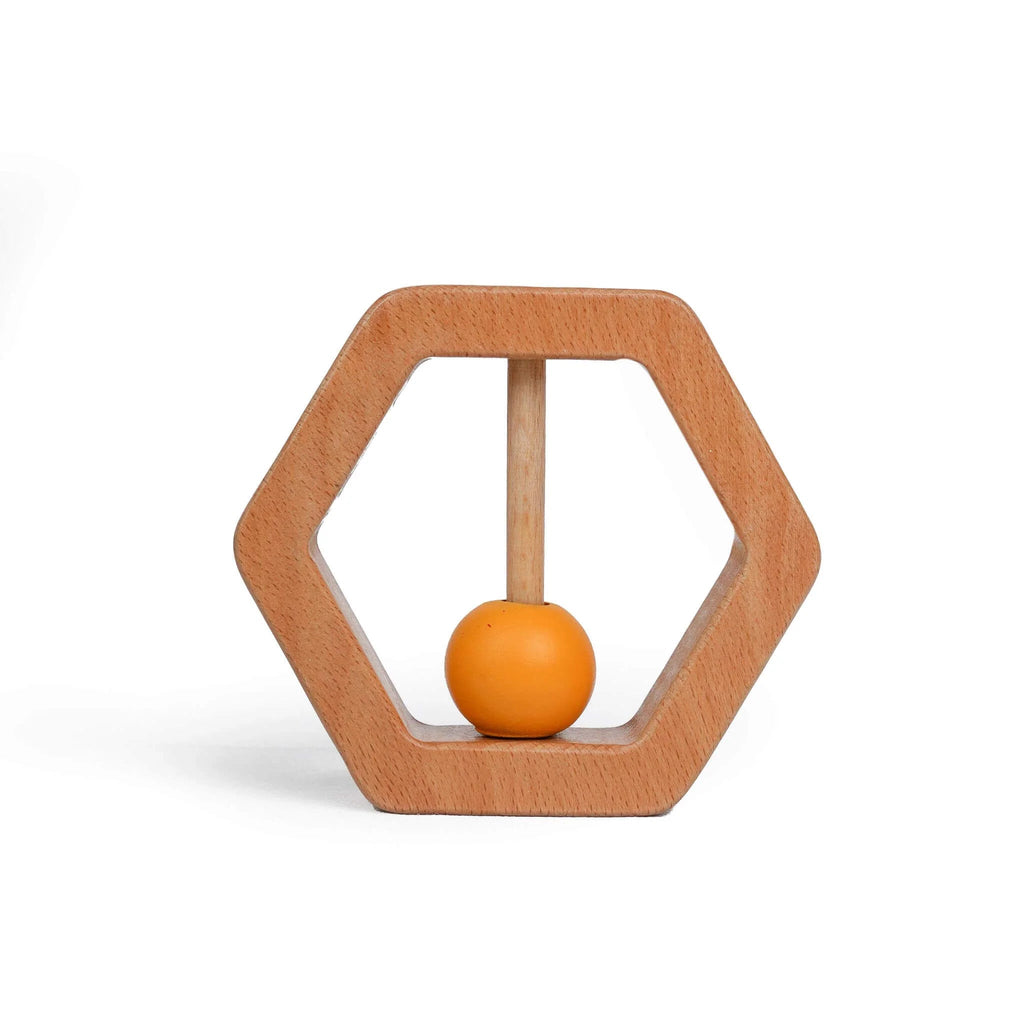 Wooden Hexagon Rattle - Tortoyse