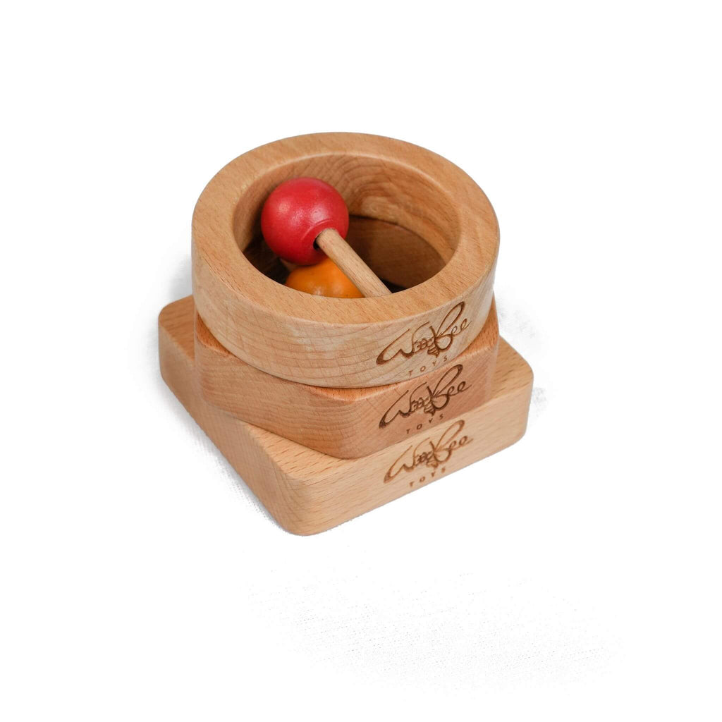 Wooden Square Rattle - Tortoyse