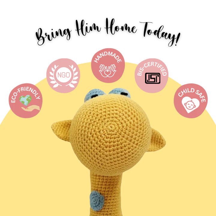 Zaffy Zafra Giraffe: Unique Handmade Crochet Soft Toy for Gifts - Tortoyse Toys