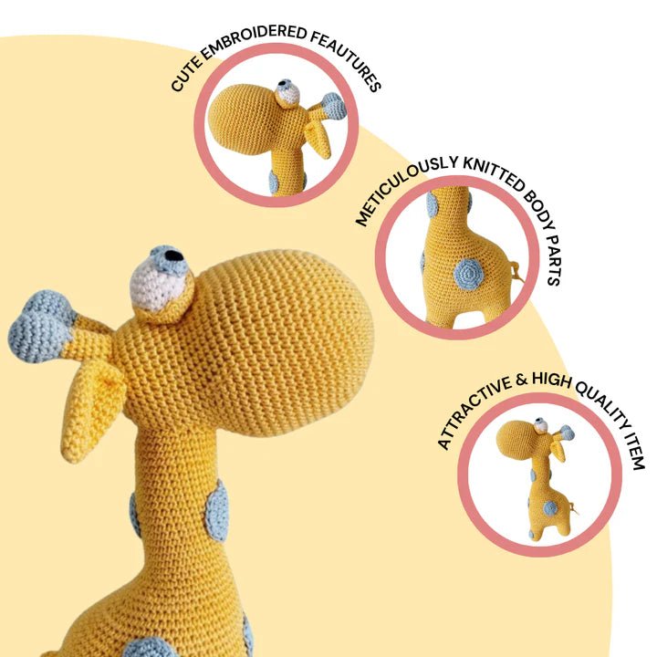 Zaffy Zafra Giraffe: Unique Handmade Crochet Soft Toy for Gifts - Tortoyse Toys