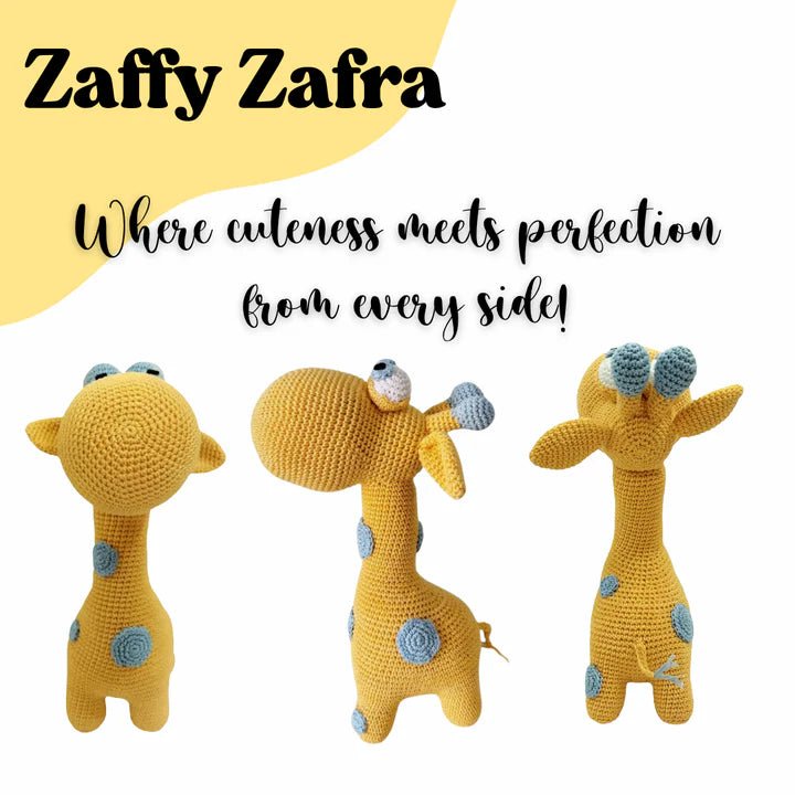 Zaffy Zafra Giraffe: Unique Handmade Crochet Soft Toy for Gifts - Tortoyse Toys