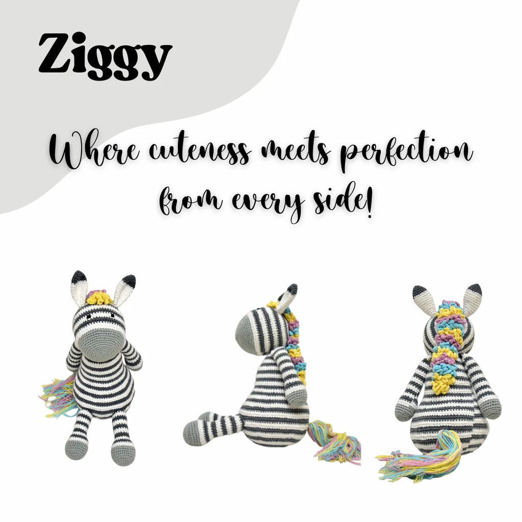 Ziggy the Zebra | Cuddly Handcrafted Crochet Plush - Tortoyse ANIMAL TOYS