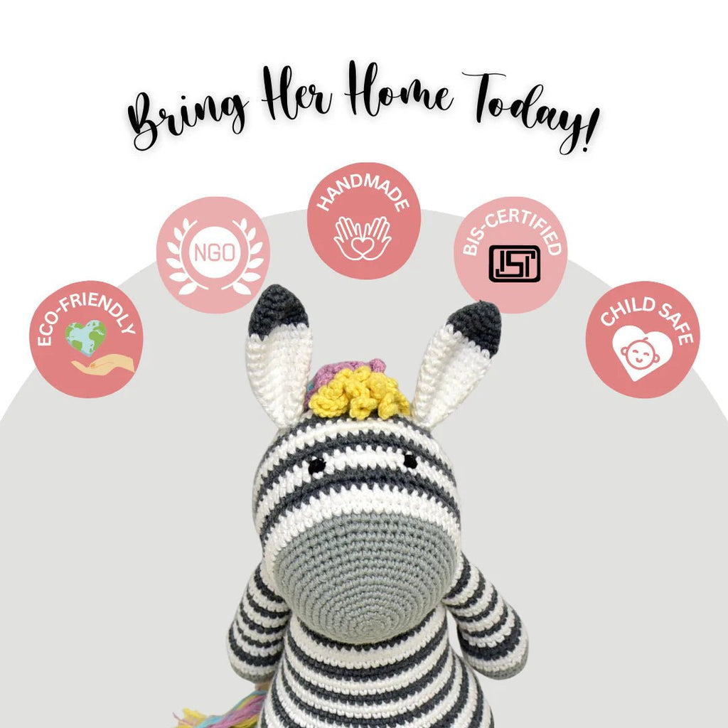 Ziggy the Zebra | Cuddly Handcrafted Crochet Plush - Tortoyse ANIMAL TOYS